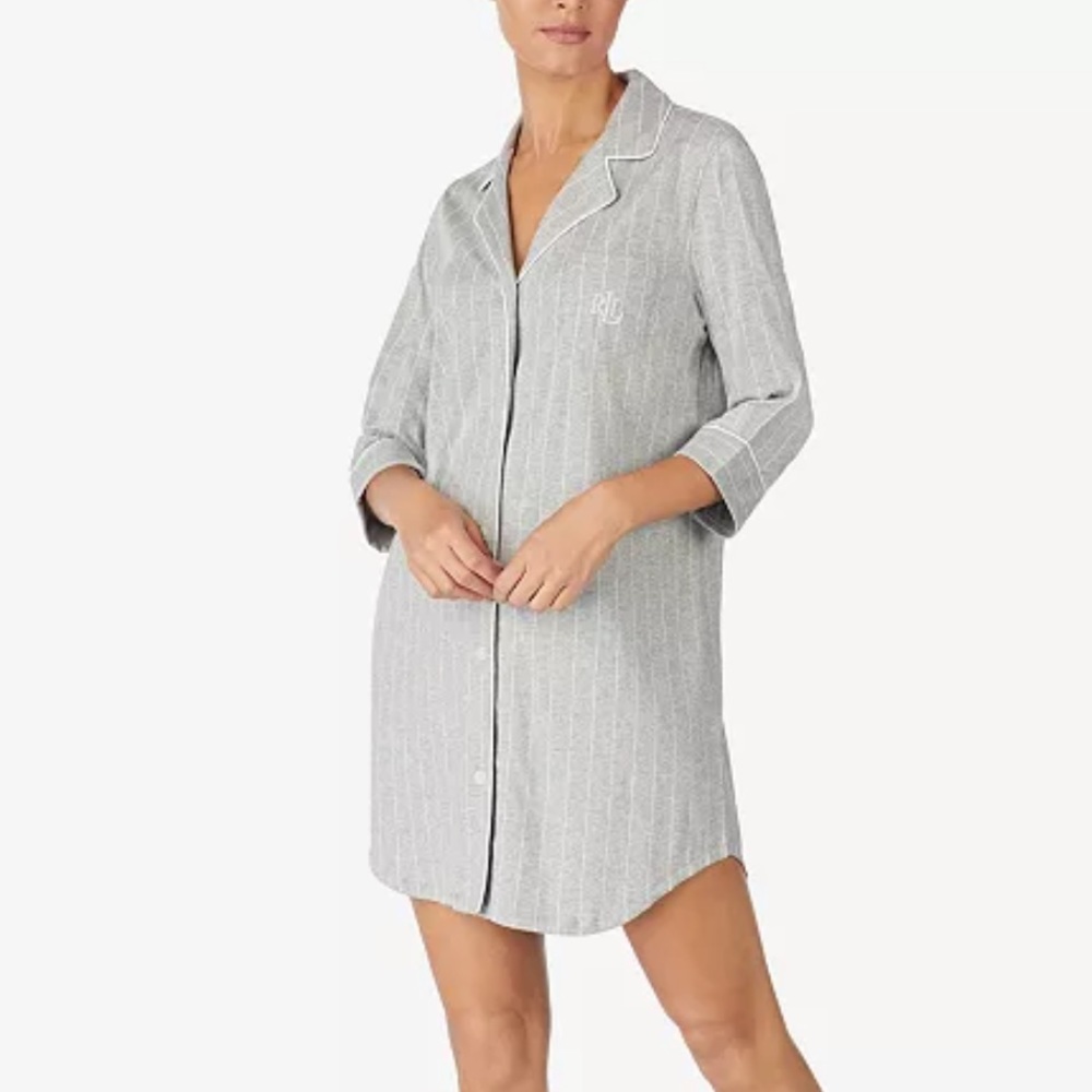 Ralph Lauren | Knit Notch Collar Cotton Sleep Shirt Size L